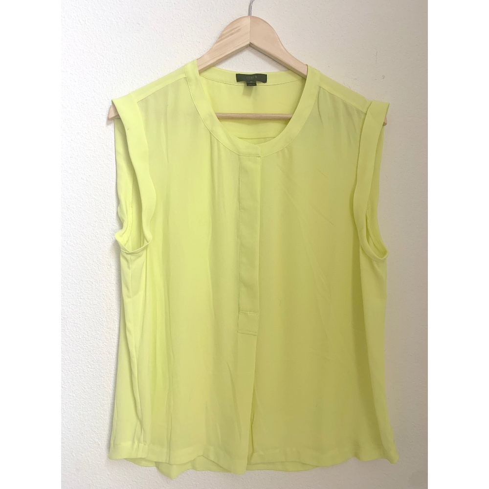 J.Crew Sleeveless Neon Yellow Popover Shirt Blouse Size 14